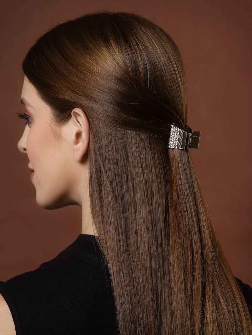 New🌟Anthropologie-Gold Pearl-Accent Hair Claw Clip